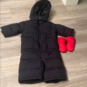 Ralph Lauren Navy Infant Snowsuit with Insulated Mittens